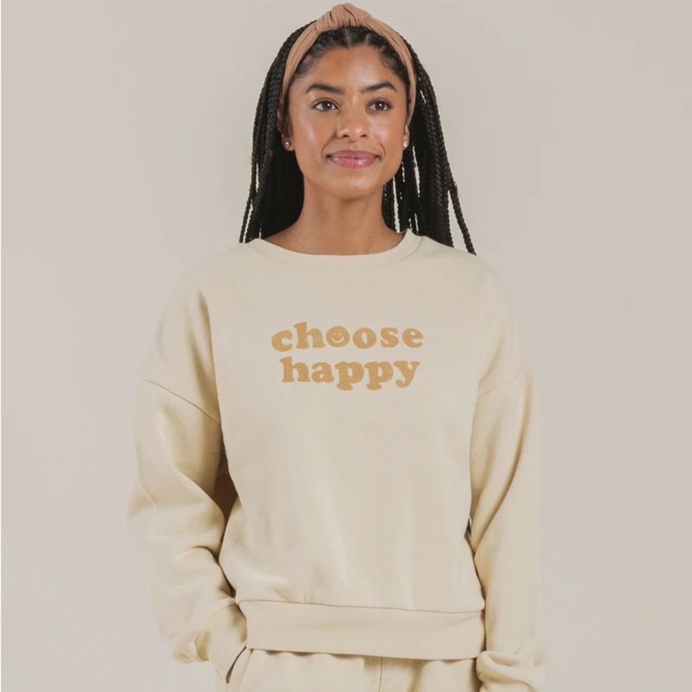 Rylee + Cru Women's Crew Neck - Butter Choose Happy
